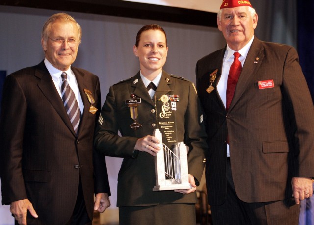 Sgt. Renee Kraus receives the &quot;Spirit of Service Award&quot;