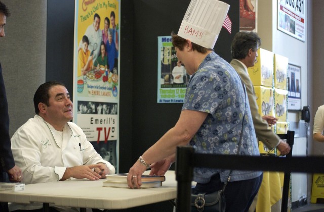 Fort Lewis Soldiers, families line up to meet Emeril