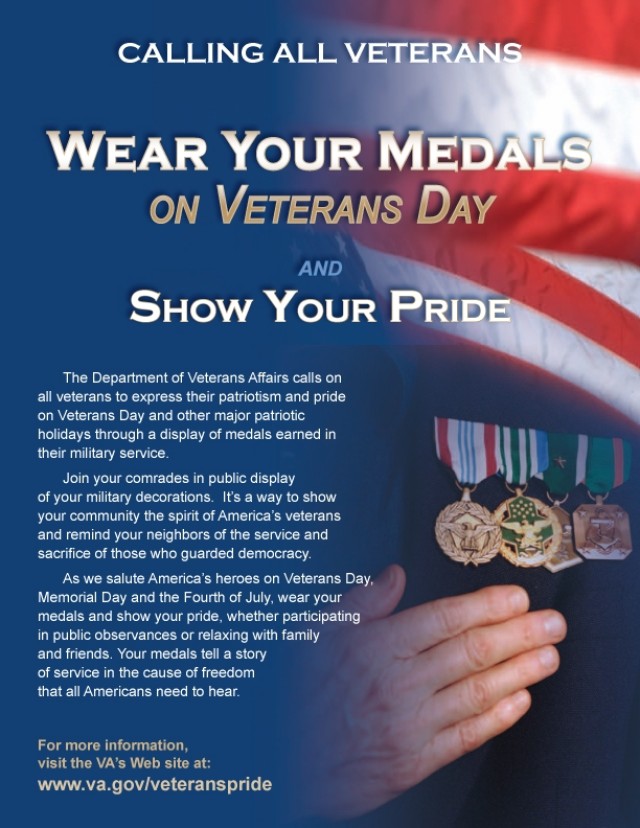 Veterans urged to wear military medals on Veterans Day