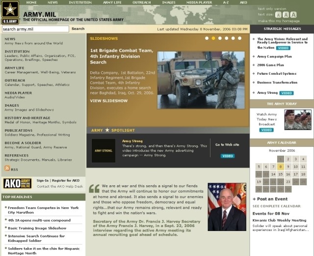 Army homepage gets extreme makeover | Article | The United States Army