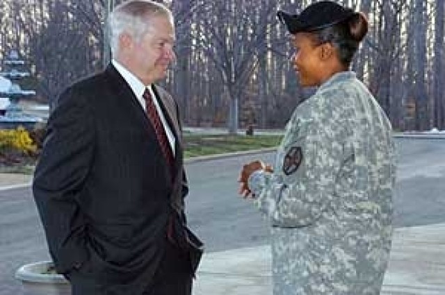 Defense Secretary Talks to Belvoir Soldiers