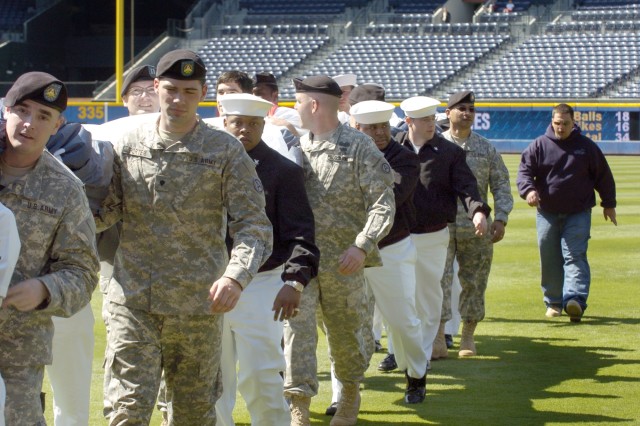 Soldiers Participate in Opening Day Ceremonies