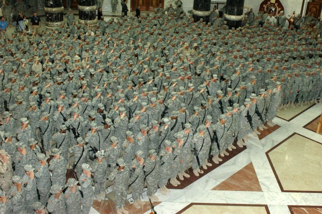 Nearly 600 Troops Reenlist in Baghdad on Independence Day