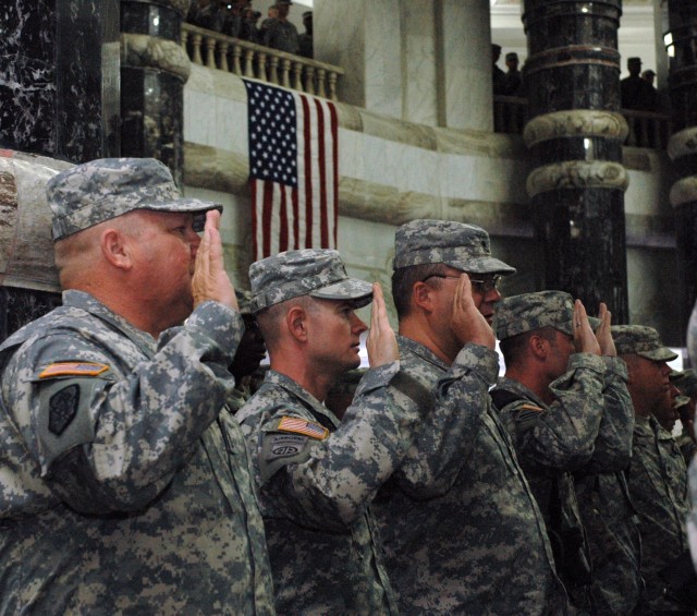 Nearly 600 Troops Reenlist in Baghdad on Independence Day