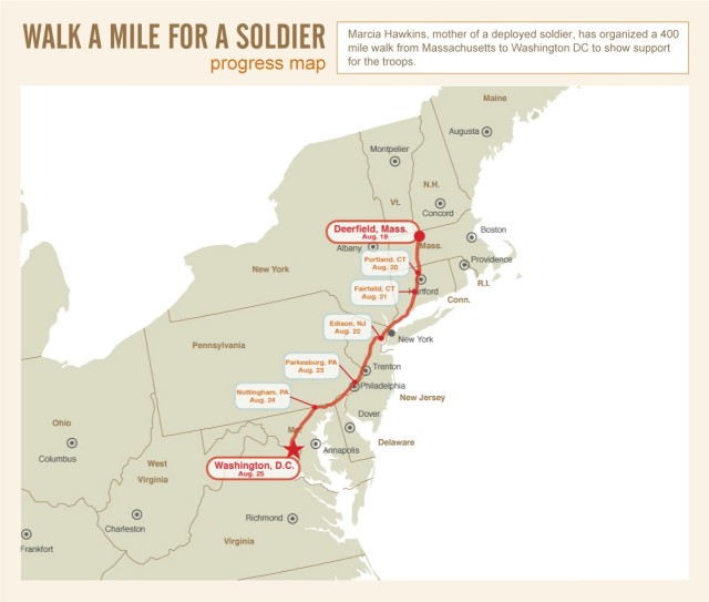 Walk A Mile for A Soldier - Progress Map - 8/25/07