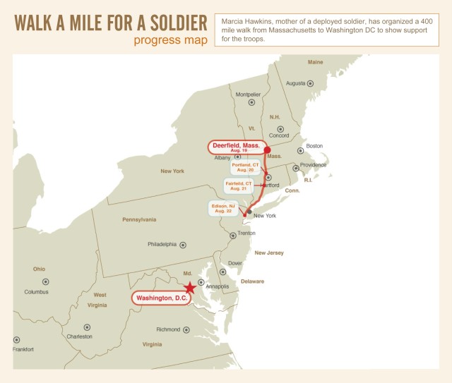 Walk A Mile for A Soldier - Progress Map - 8/22/07
