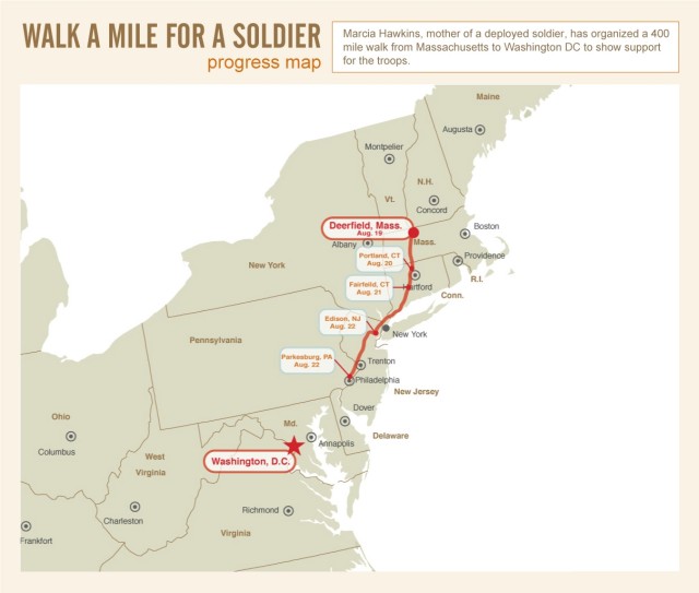 Walk A Mile for A Soldier - Progress Map - 8/23/07