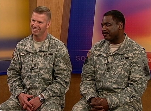 Sgt. Maj. of the Army Kenneth Preston and Sgt. Maj. Micahel Croom
