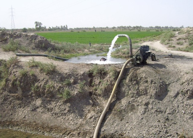 Water fills an irrigation canal near Fira Shia, Iraq. After uncovering a problem at a power substation, leadership in the Fires Squadron, 2nd Stryker Cavalry Regiment worked with local Sunni and Shia tribal leaders, local government officials and the...