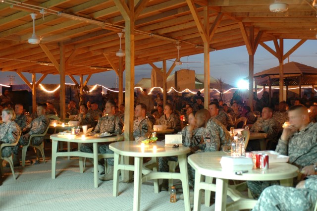 Soldiers from the 1st Air Cavalry Brigade "Warriors," 1st Cavalry Division, enjoy the National American Indian Heritage Month ceremony in the CSM Cooke Dining Facility Pavilion at Camp Taji, Iraq, Nov. 3. During the ceremony, troopers learned...