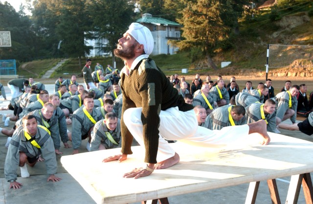 Ghurkha Trains Troops in Yoga
