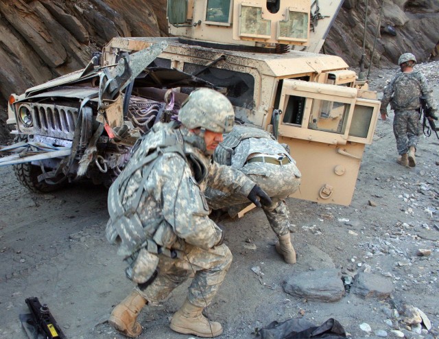 U.S. Army Europe Soldiers Make Quick Work of Recovering Vehicle Attacked by Bomb in Afghanistan