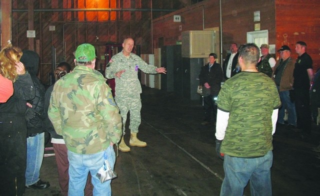 Chaplain Sampson talks to SIAD Employees
