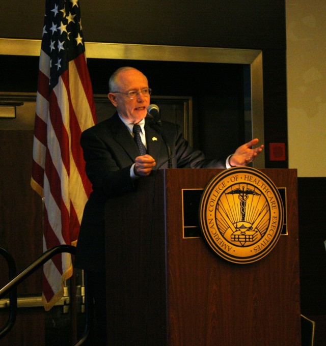 Secretary of Veterans Affairs James B. Peake speaks during Army Day at the American College of Health Executives Conference in Chicago