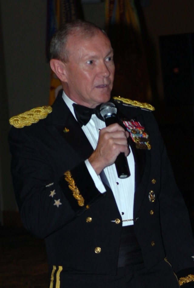 Lt. Gen. Martin Dempsey, acting commander, U.S. Central Command, addresses Soldiers and senior leadership from the 1st "Ironhorse" Brigade Combat Team, 1st Cavalry Division during a military ball held in their honor at the Killeen Civic and...