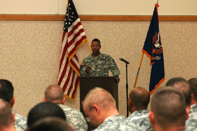 Baton Rouge, La., native Lt. Col. Charles Dalcourt, commander of 1st Battalion, 227th Aviation Regiment, 1st Air Cavalry Brigade, speaks at the Days of Remembrance observance April 30 at Fort Hood, Texas. The event is held annually to keep the...