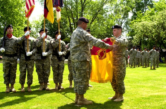 69th Air Defense Artillery Brigade cases colors as it prepares to move to Texas