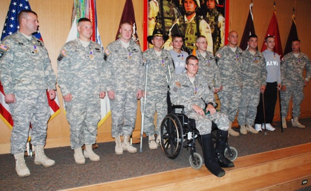 Wounded Soldiers Receive Purple Hearts