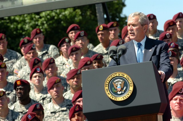 President Bush Attends 82nd Airborne Review