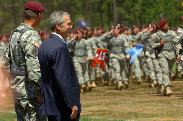 President Bush Attends 82nd Airborne Division Review