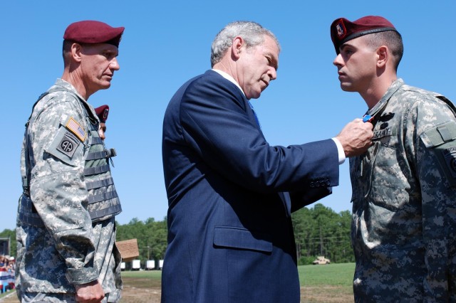 President Bush Attends 82nd Airborne Division Review
