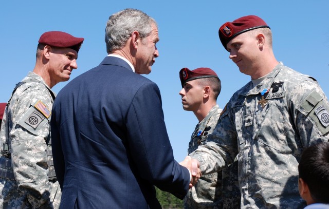 President Bush Attends 82nd Airborne Division Review