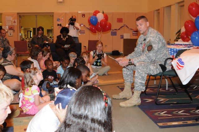 Fort Riley garrison commander reads &quot;Happy Birthday, U.S. Army!&quot; to children