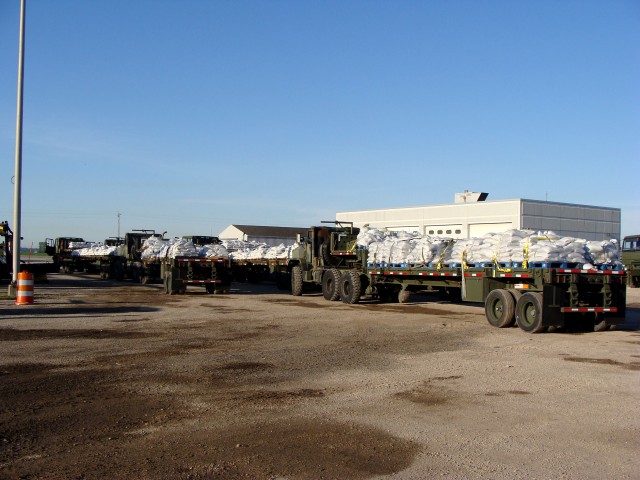 Flatbeds of Sandbags