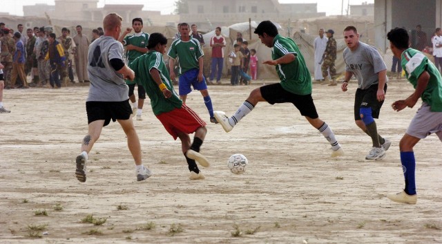 Task Force Summit Soldiers Battle Iraqis on Soccer Field