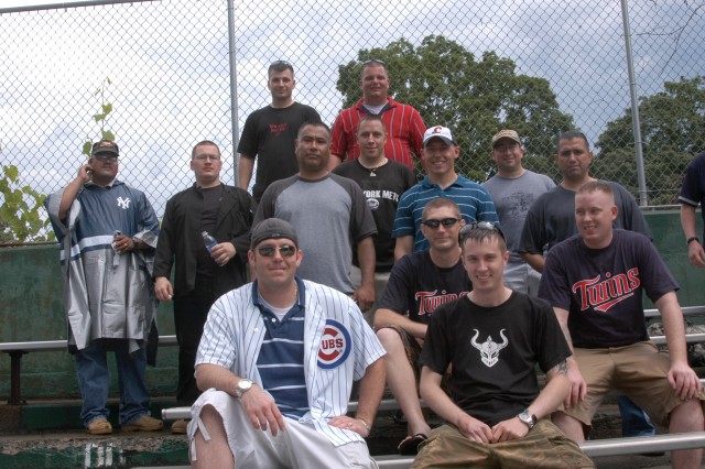 Soldiers at baseball Hall of Fame game