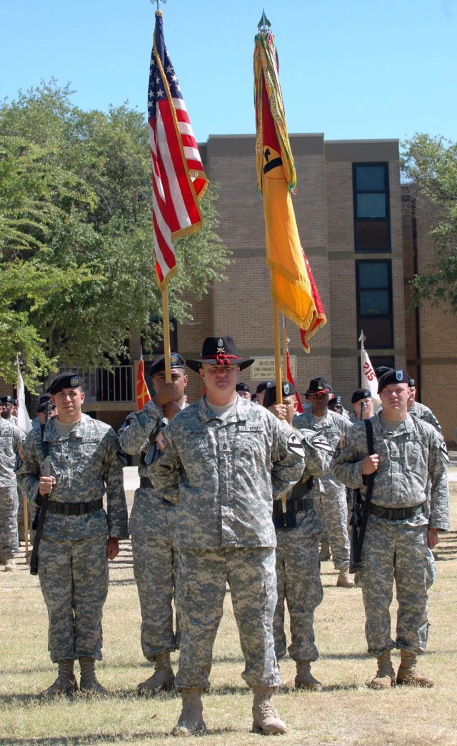 San Antonio, Texas native Command Sgt. Maj. Thomas Boon (center), of 2nd Battalion, 82nd  Field Artillery Regiment, 3rd Brigade Combat Team, 1st Cavalry Division leads a formation of Soldiers representing the brigade at Fort Hood, Texas June 16. This...