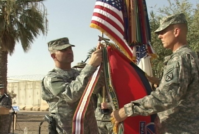 Campaign ribbon placed upon guidon