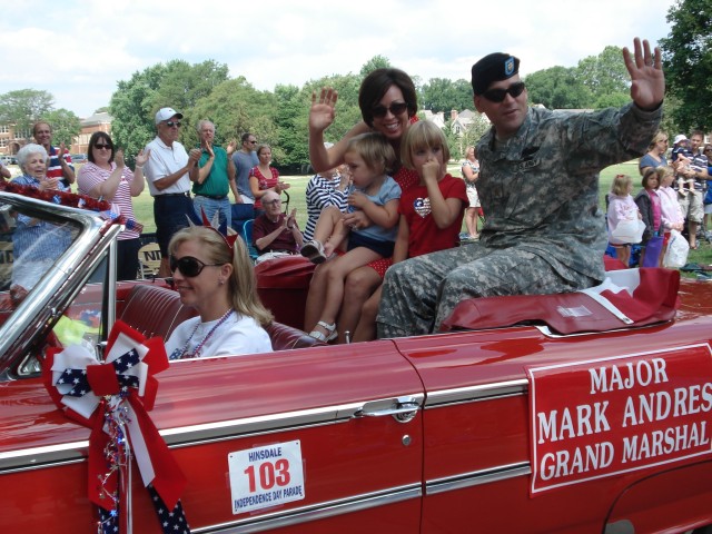 Maj. Andres helps celebrate Independence day at Hinsdale Parade