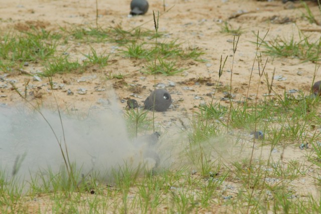 Having a blast at Remagen - smoking practice grenade