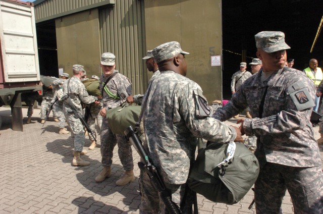 Soldiers of 16th Sustainment Brigade load up, move out for deployment in Iraq