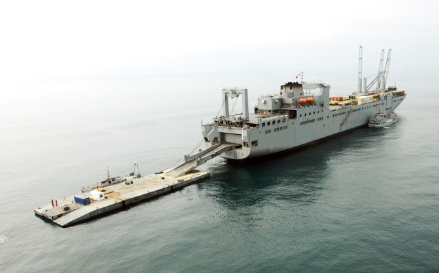 USNS Pililaau off the coast at JLOTS