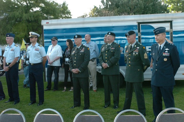 Members of the Armed Forces participate in the opening ceremony for the Kup\&#039;s Purple Heart Cruise in Chicago, Ill.