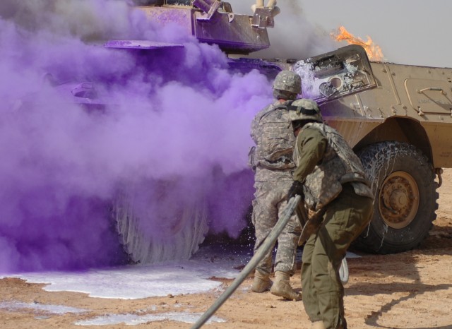 Soldiers train on fire suppression