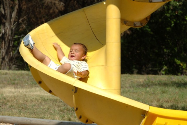 If water sports are too messy, then try taking a quick ride down a slide to let the air cool you down. That's what Jesse Cochran, 2, did during a 1st "Attack" Battalion, 227th Aviation Regiment, 1st Air Cavalry Brigade, 1st Cavalry Division,...