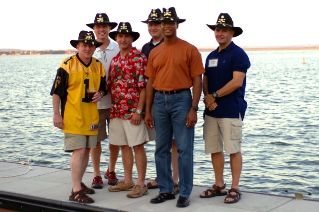 Senior leaders of the 1st Air Cavalry "Warrior" Brigade, 1st Cavalry Division, pause for a photo along side the shores of Lake LBJ at the Horseshoe Bay Resort Marriott, Marble Falls, Texas. The staff and their families enjoyed the relaxing surroundin...