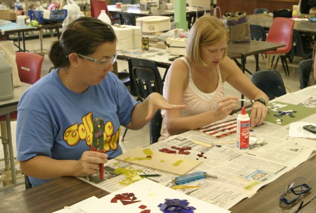 Mosaic tile: Blue Star Card holders become artists at the Arts &amp; Crafts Center