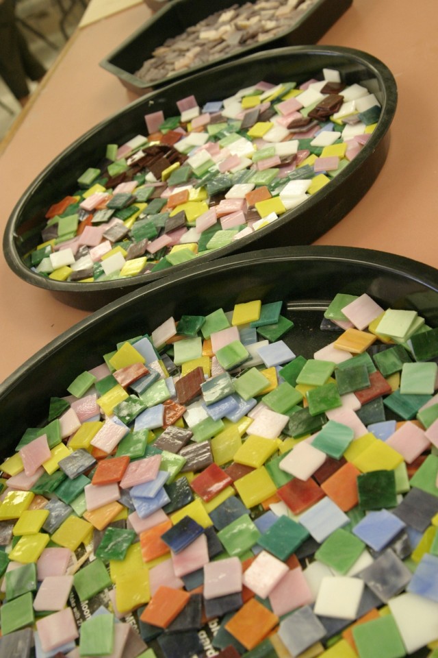 Mosaic tile: Blue Star Card holders become artists at the Arts &amp; Crafts Center