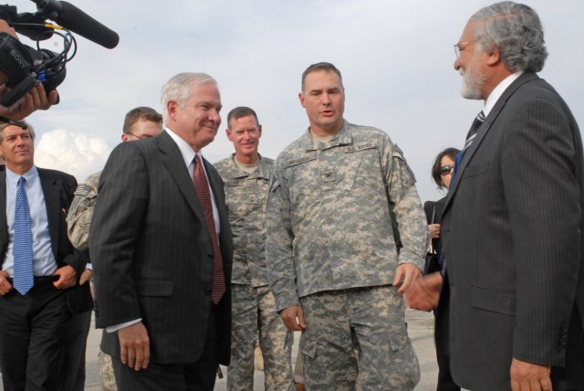 SecDef, TF Duke Cdr converse with governor