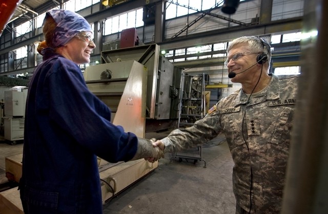 Army chief gets glimpse of vehicle reset work at Anniston