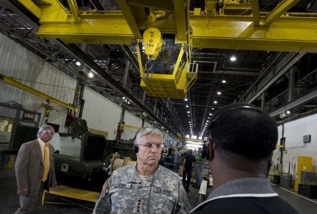 Army chief gets glimpse of vehicle reset work at Anniston