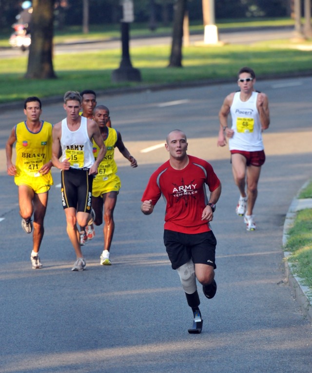 Leaders Approach Wounded Warrior