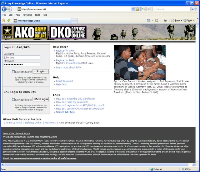 AKO recognized by DOD as information delivery standard