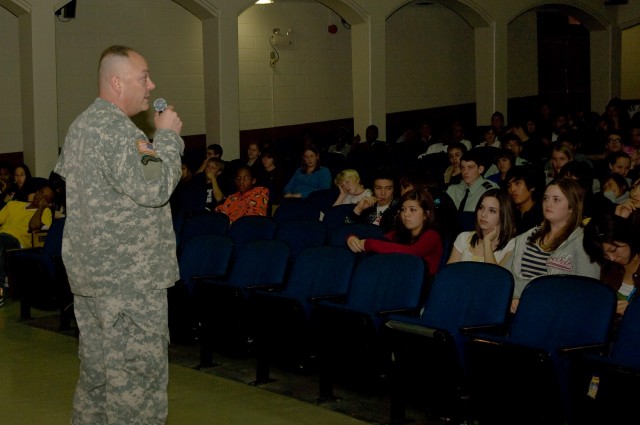 Commander addresses students