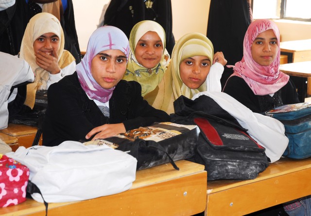 A group of students from the Al-Fadhliya Secondary School