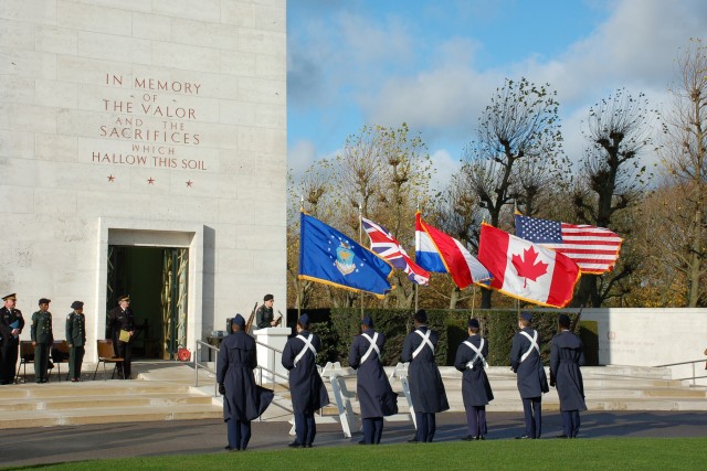 International Colors Fly at American Military Cemetery
